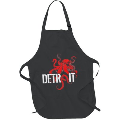 Detroit Downtown Motor City Octopus Kraken Souvenir Hockey Full-Length Apron With Pockets