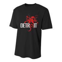 Detroit Downtown Motor City Octopus Kraken Souvenir Hockey Youth Performance Sprint T-Shirt