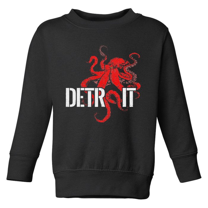 Detroit Downtown Motor City Octopus Kraken Souvenir Hockey Toddler Sweatshirt