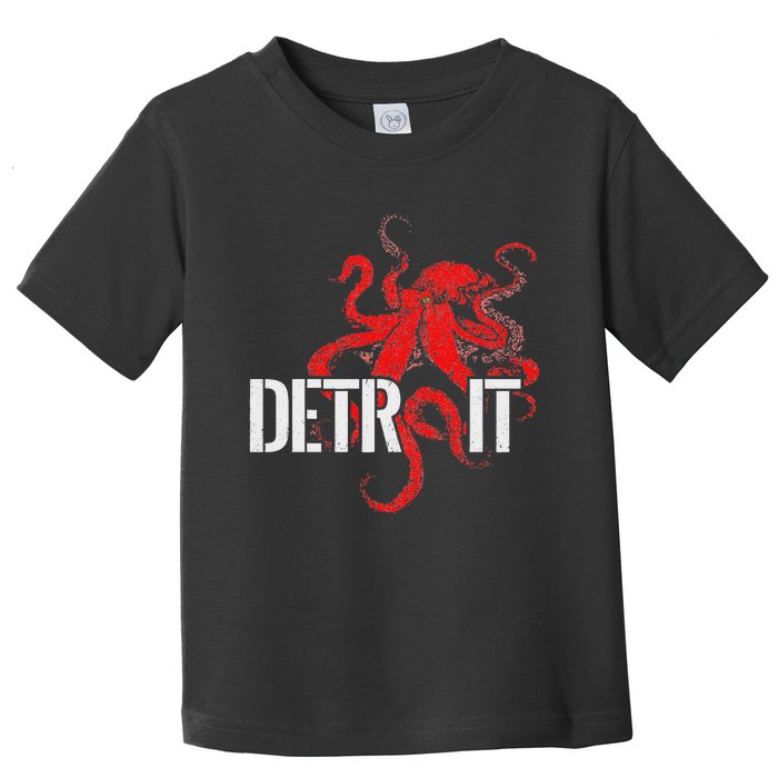 Detroit Downtown Motor City Octopus Kraken Souvenir Hockey Toddler T-Shirt