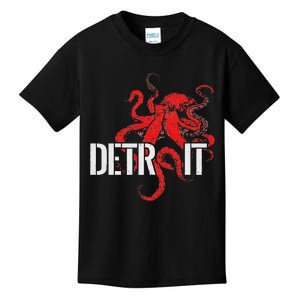 Detroit Downtown Motor City Octopus Kraken Souvenir Hockey Kids T-Shirt