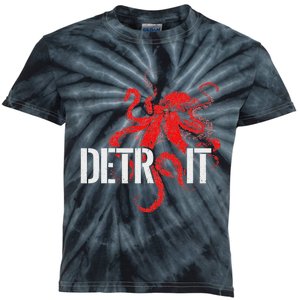 Detroit Downtown Motor City Octopus Kraken Souvenir Hockey Kids Tie-Dye T-Shirt