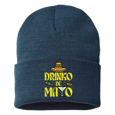 Drinko De Mayo Funny Cinco De Mayo Mexican Fiesta Party Sustainable Knit Beanie