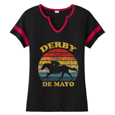 Derby De Mayo Party 2024 Lets Fiesta Horse Race Ladies Halftime Notch Neck Tee