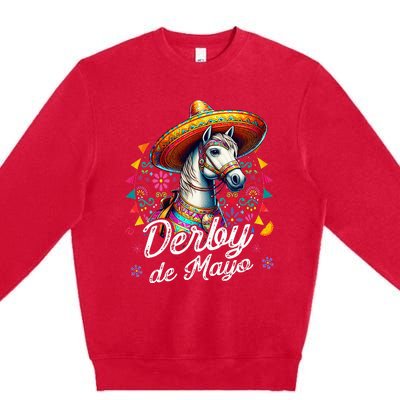 Derby De Mayo Horse Racing Mexican Premium Crewneck Sweatshirt