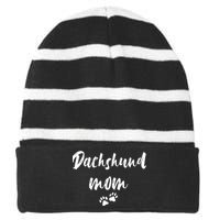 Dachshund Dog Mom Long Sleeve Striped Beanie with Solid Band