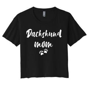 Dachshund Dog Mom Long Sleeve Women's Crop Top Tee