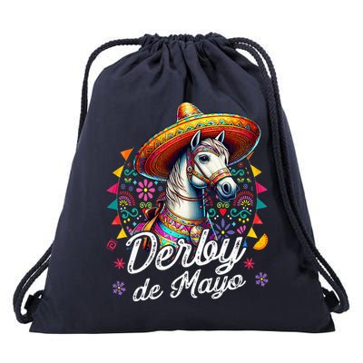 Derby De Mayo Horse Racing Mexican Drawstring Bag