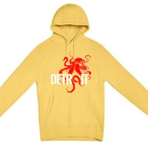 Detroit Downtown Motor City Octopus Kraken Souvenir Hockey Premium Pullover Hoodie