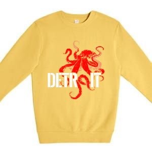 Detroit Downtown Motor City Octopus Kraken Souvenir Hockey Premium Crewneck Sweatshirt