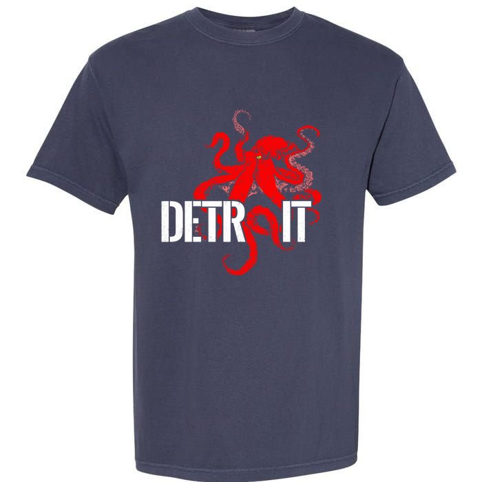 Detroit Downtown Motor City Octopus Kraken Souvenir Hockey Garment-Dyed Heavyweight T-Shirt