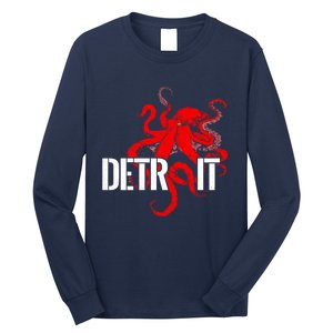 Detroit Downtown Motor City Octopus Kraken Souvenir Hockey Long Sleeve Shirt