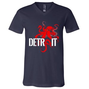 Detroit Downtown Motor City Octopus Kraken Souvenir Hockey V-Neck T-Shirt