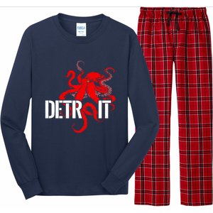 Detroit Downtown Motor City Octopus Kraken Souvenir Hockey Long Sleeve Pajama Set