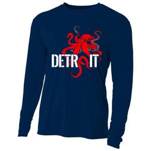 Detroit Downtown Motor City Octopus Kraken Souvenir Hockey Cooling Performance Long Sleeve Crew