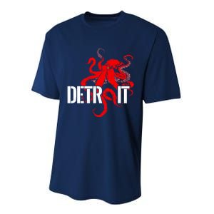 Detroit Downtown Motor City Octopus Kraken Souvenir Hockey Performance Sprint T-Shirt