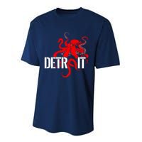 Detroit Downtown Motor City Octopus Kraken Souvenir Hockey Performance Sprint T-Shirt