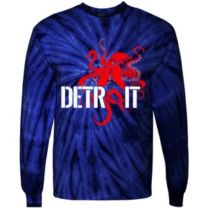 Detroit Downtown Motor City Octopus Kraken Souvenir Hockey Tie-Dye Long Sleeve Shirt