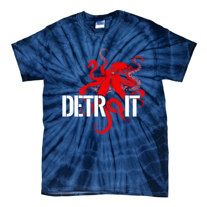 Detroit Downtown Motor City Octopus Kraken Souvenir Hockey Tie-Dye T-Shirt