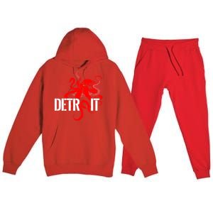 Detroit Downtown Motor City Octopus Kraken Souvenir Hockey Premium Hooded Sweatsuit Set