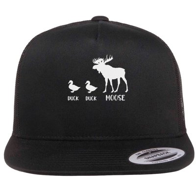 Duck Duck Moose Funny Moose Wildlife Lover Gift Flat Bill Trucker Hat
