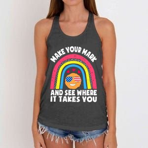 Dot Day Make Your Mark And See Where It Takes You Cute Gift Women's Knotted Racerback Tank