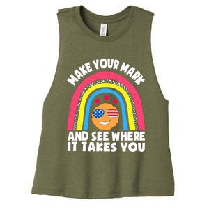 Dot Day Make Your Mark And See Where It Takes You Cute Gift Women's Racerback Cropped Tank