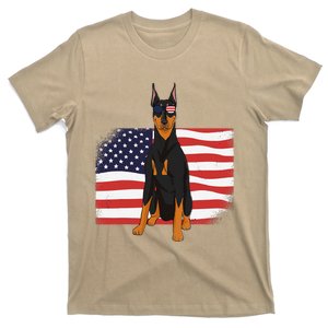 Doberman Dad & Mom American Flag 4th Of July Usa Funny Dog T-Shirt