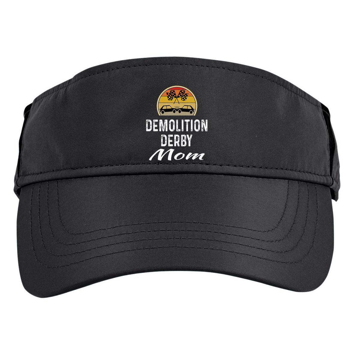 Demolition Derby Mom Driver Crashing Cars Checker Flag Adult Drive Performance Visor