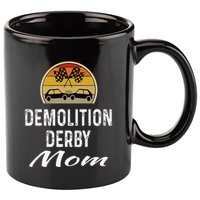Demolition Derby Mom Driver Crashing Cars Checker Flag 11oz C Handle Ceramic Mug