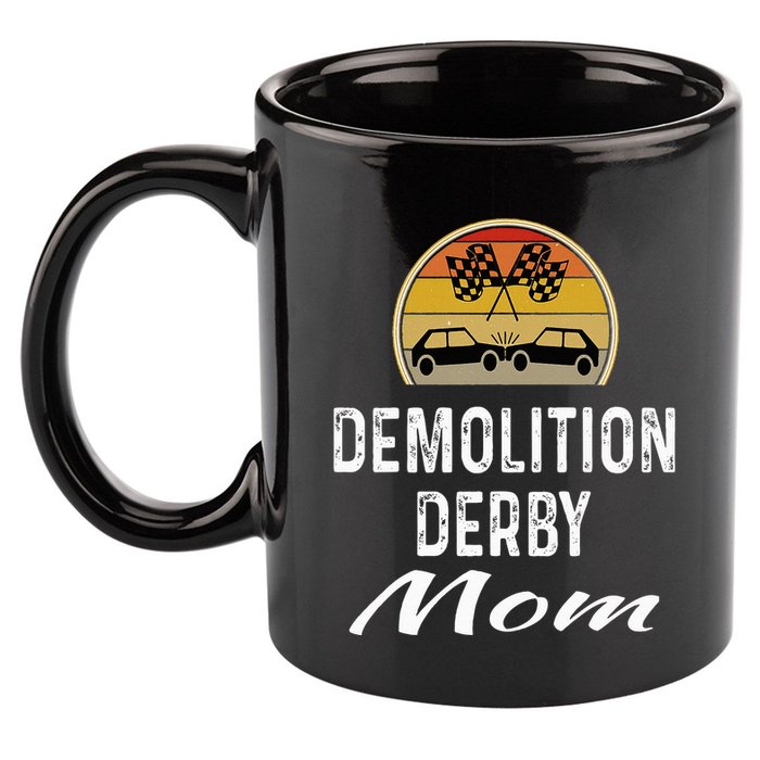 Demolition Derby Mom Driver Crashing Cars Checker Flag 11oz C Handle Ceramic Mug