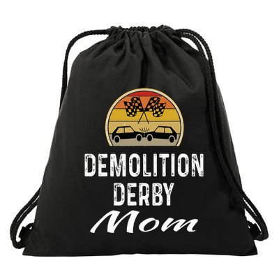 Demolition Derby Mom Driver Crashing Cars Checker Flag Drawstring Bag