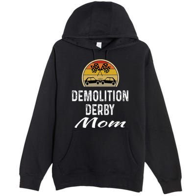 Demolition Derby Mom Driver Crashing Cars Checker Flag Premium Pullover Hoodie