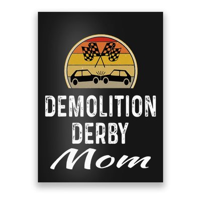 Demolition Derby Mom Driver Crashing Cars Checker Flag Poster