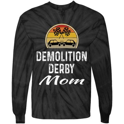 Demolition Derby Mom Driver Crashing Cars Checker Flag Tie-Dye Long Sleeve Shirt