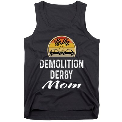 Demolition Derby Mom Driver Crashing Cars Checker Flag Tank Top