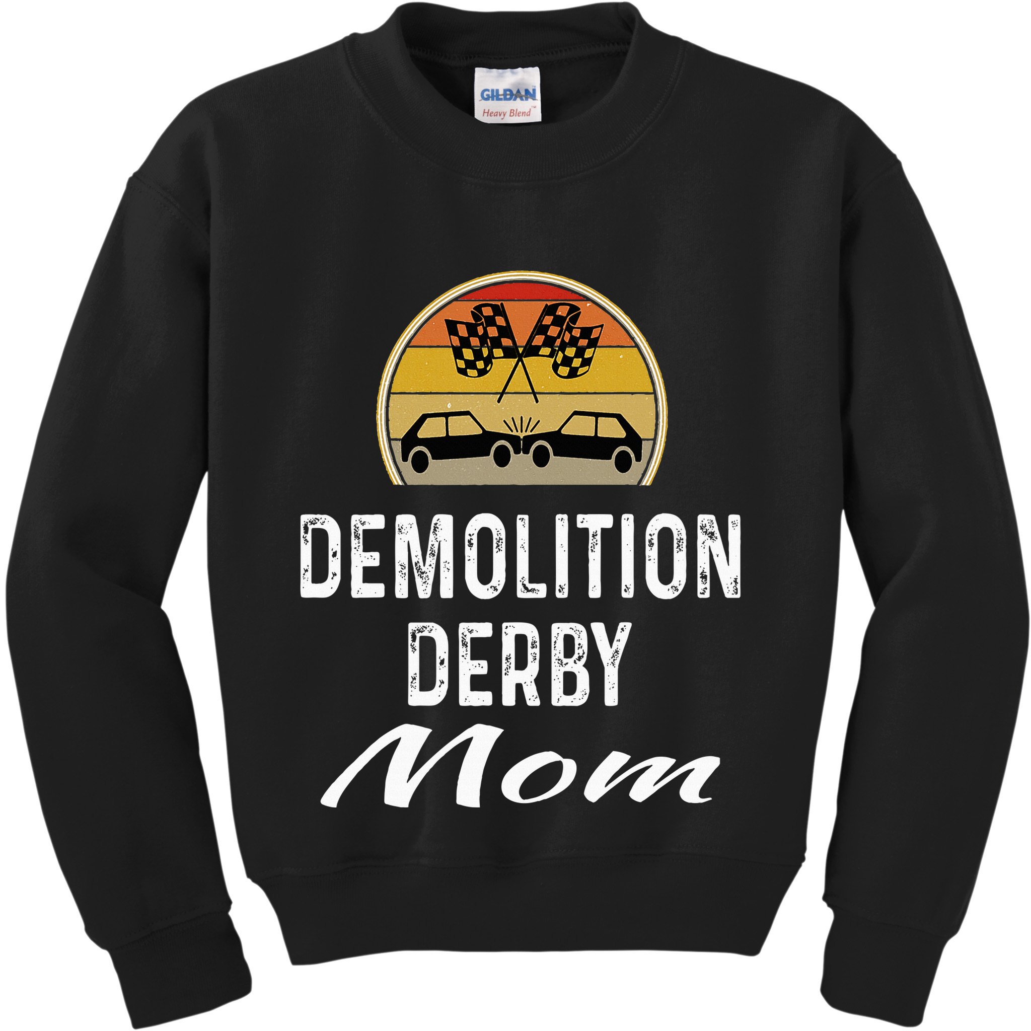Demolition Derby Mom Driver Crashing Cars Checker Flag Kids Sweatshirt