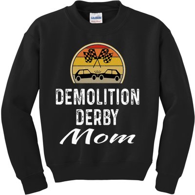 Demolition Derby Mom Driver Crashing Cars Checker Flag Kids Sweatshirt