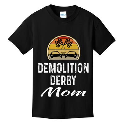Demolition Derby Mom Driver Crashing Cars Checker Flag Kids T-Shirt