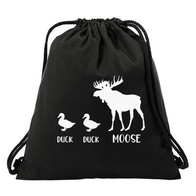 Duck Duck Moose Funny Moose Wildlife Lover Gift Drawstring Bag