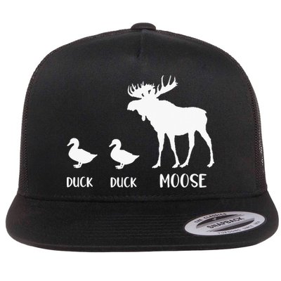 Duck Duck Moose Funny Moose Wildlife Lover Gift Flat Bill Trucker Hat