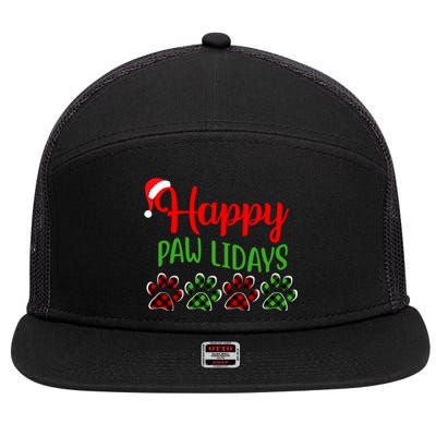 Dog Dad Mom Happy Pawlidays Merry Christmas Holidays 7 Panel Mesh Trucker Snapback Hat