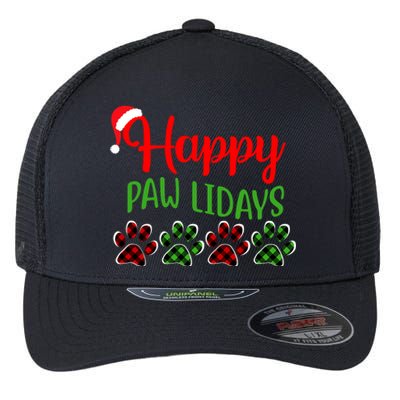 Dog Dad Mom Happy Pawlidays Merry Christmas Holidays Flexfit Unipanel Trucker Cap