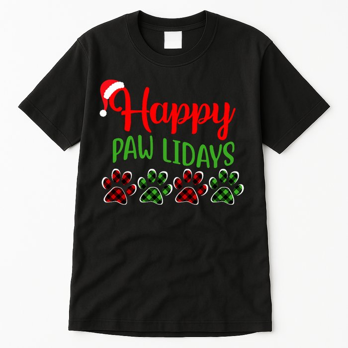 Dog Dad Mom Happy Pawlidays Merry Christmas Holidays Tall T-Shirt