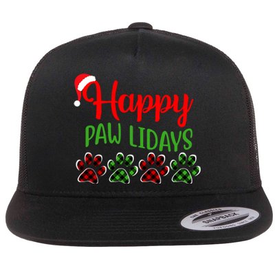 Dog Dad Mom Happy Pawlidays Merry Christmas Holidays Flat Bill Trucker Hat