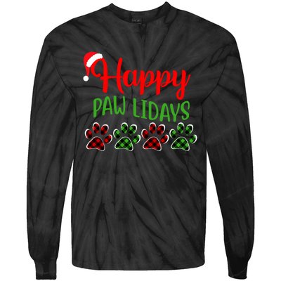 Dog Dad Mom Happy Pawlidays Merry Christmas Holidays Tie-Dye Long Sleeve Shirt