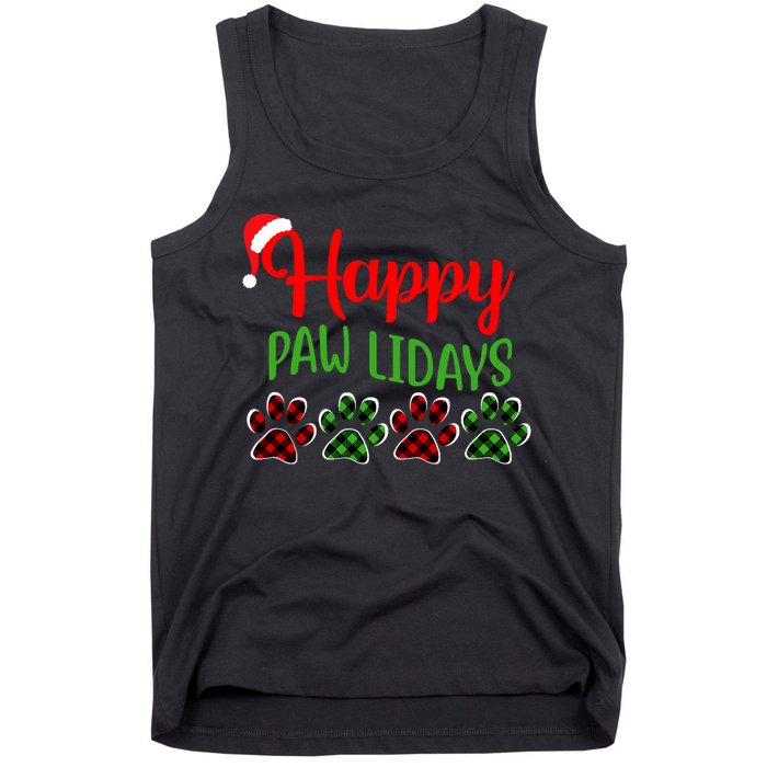 Dog Dad Mom Happy Pawlidays Merry Christmas Holidays Tank Top