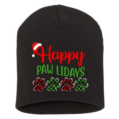 Dog Dad Mom Happy Pawlidays Merry Christmas Holidays Short Acrylic Beanie