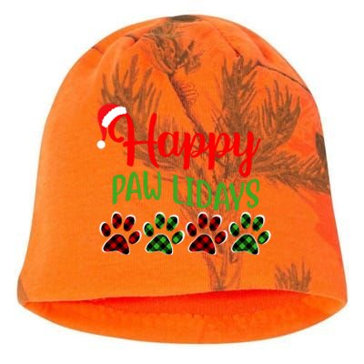 Dog Dad Mom Happy Pawlidays Merry Christmas Holidays Kati - Camo Knit Beanie