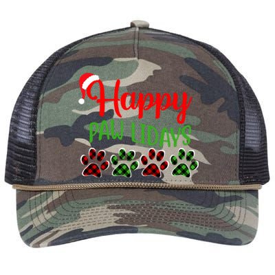 Dog Dad Mom Happy Pawlidays Merry Christmas Holidays Retro Rope Trucker Hat Cap